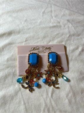 Kirk’s Folly Blue Multi-Color Dangle Statement Clip on Earrings